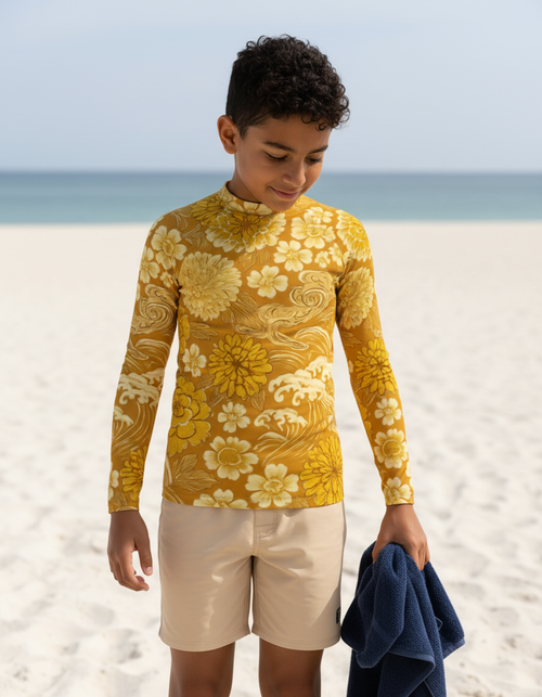 Yellow Edo Youth Rash Guard Youth Rash Guard — Dripper