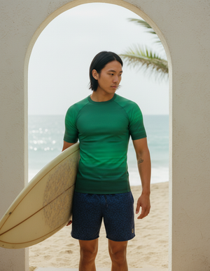 Men's Forest / Neon Mint Solstice men's short-sleeve rashguards