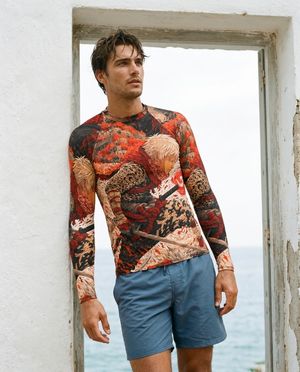 Men's Citrus Orange Senjin men's short-sleeve rashguards