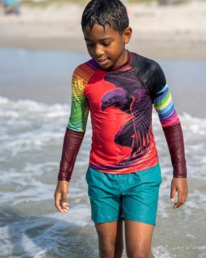 Boys Neon Eagle Surfer (coral) boys youth rashguards