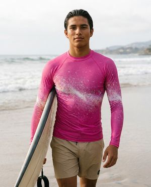 Men's Neon Magenta Pixelate men's short-sleeve rashguards