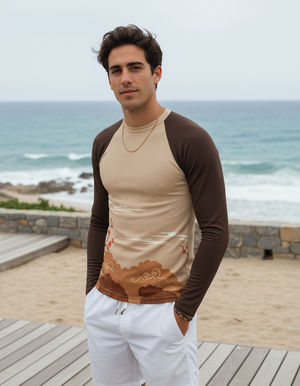 Burnt Sienna Hikari Rash Guard Men's Rashguard — Lolekai