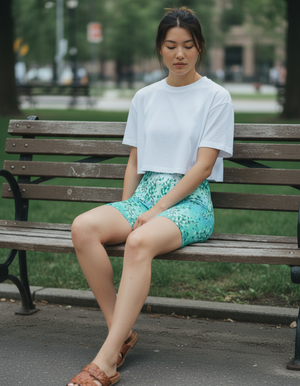 Turquoise Kiku women's short shorts