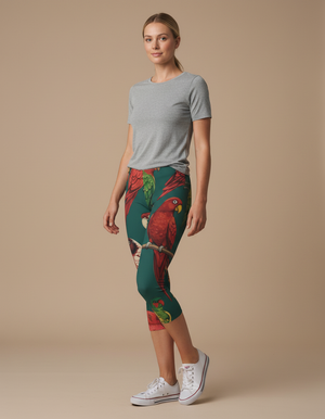 Fiery Red Tropique Capri Leggings Capri Leggings — Dripper