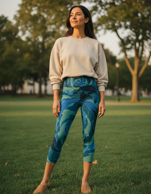 Aqua Capri Yoga Leggings Capri Yoga Leggings — Dripper