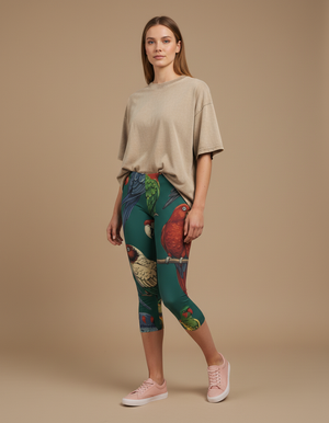 Transformative Teal Tropique capri leggings