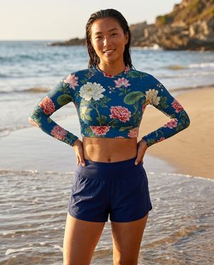 Women's Jingdezhen Crop Top Rash Guard Women's Crop-Top Rashguard — Lolekai