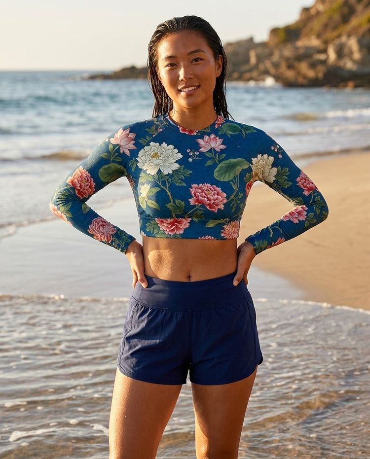Women's Jingdezhen Crop Top Rash Guard