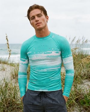 Men's Neon Turquoise Mosaic men's short-sleeve rashguards