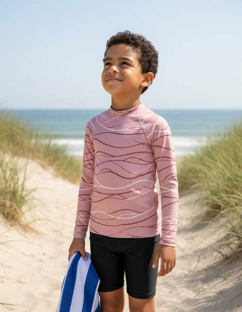 Kids Tea Rose Aqua kids rashguards