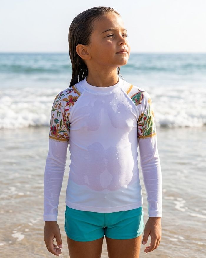 Rashguard — Girls Coral Garden White Chorus