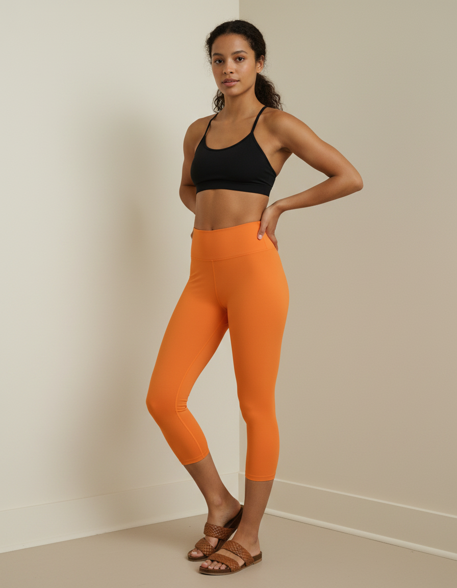 Capri-Yoga Leggings in Citrus Orange