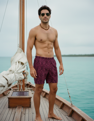 Electric Fuchsia Kumo men's swim trunks