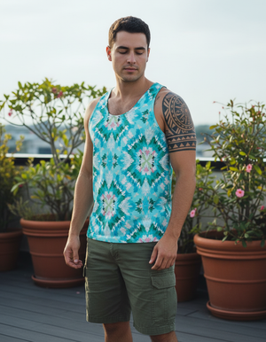 Turquoise Sumi Tank Top Men's Tank Top — Dripper