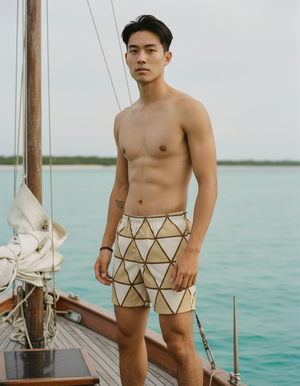 Amber Haze Koi men's swim trunks
