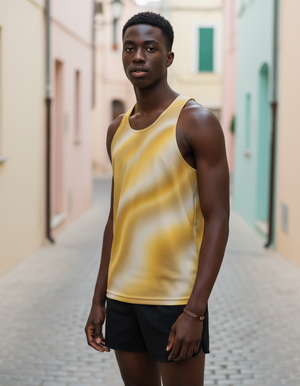 Men's Lemon Yellow Nebula tank tops