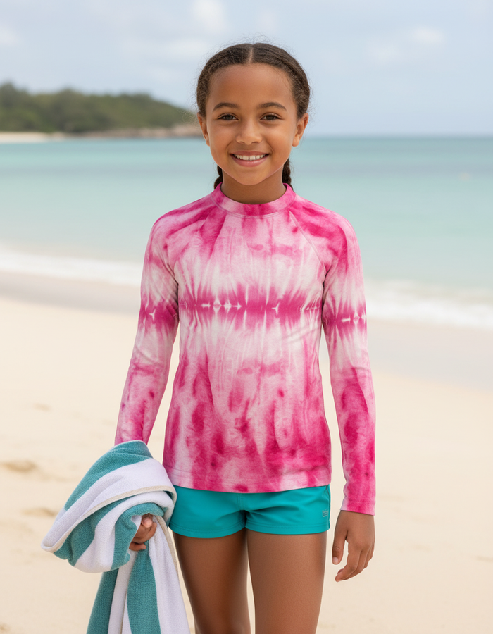 Rashguard — Kids Hot Pink Aqua