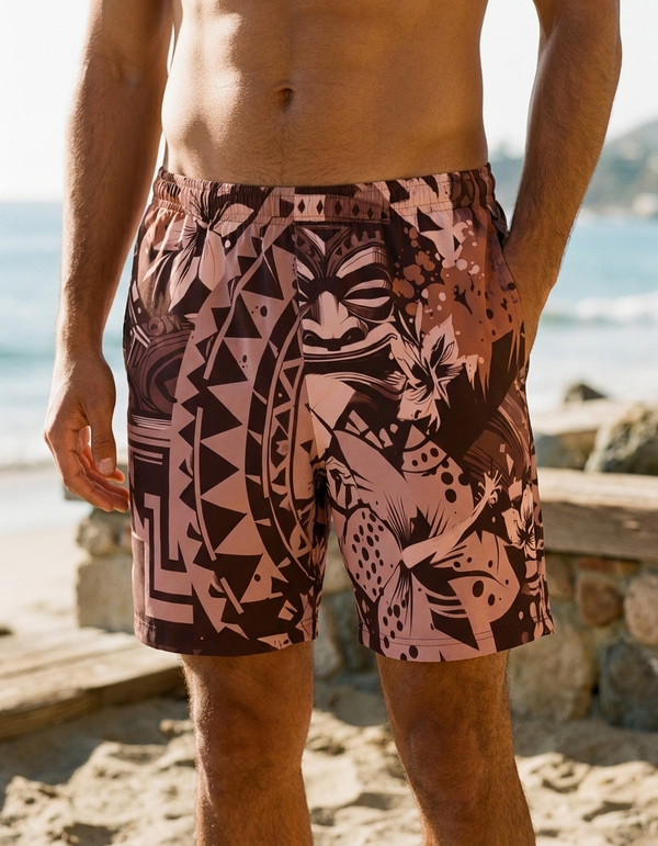 Men's Swim Trunks in Dusty Rose Koa Lehua