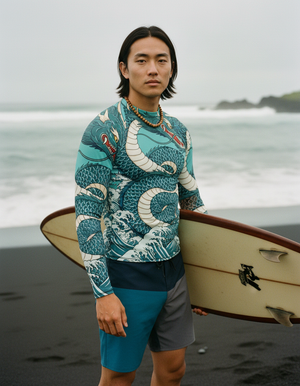 Turquoise Gyo Rash Guard Men's Rashguard — Dripper