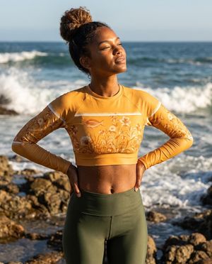 Women's Mango Sorbet Chorus women's crop-top rashguards
