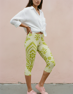 Lime Pavitra Leggings Capri Leggings — Dripper