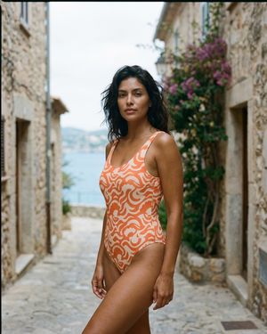Coral Aqua Facet One-Piece Swimsuit One-Piece Swimsuit — Lolekai