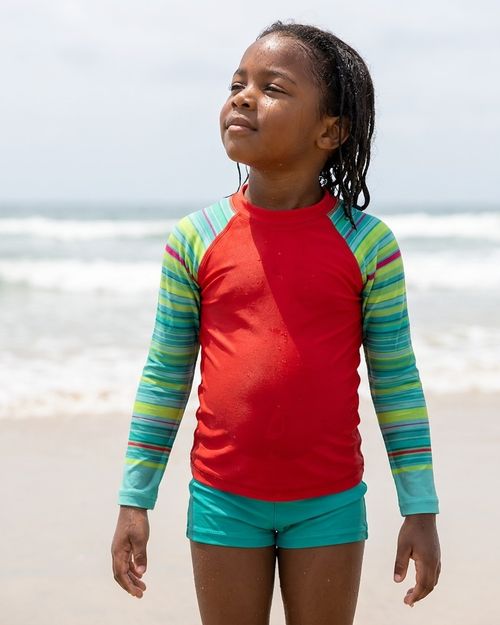 Neon Aqua Eclipse Rash Guard Kids Rash Guard — Lolekai