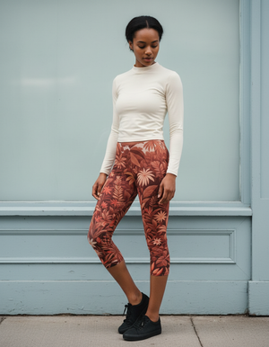Fiery Red Canopy Capri Leggings Capri Leggings — Dripper