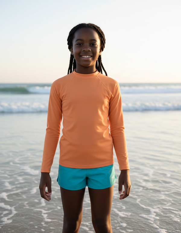 Girls Atomic Tangerine Rash Guard