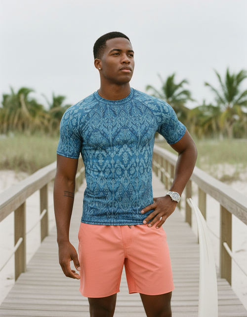 Blue Aura Siam Rash Guard Men's Rashguard — Lolekai