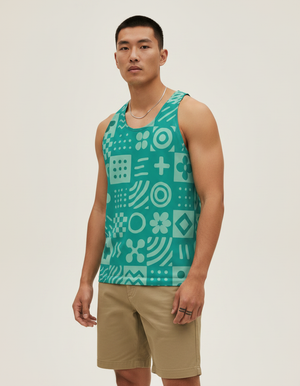 Men's Turquoise Fleur tank tops