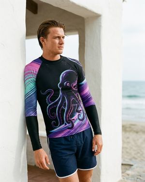 Men's Neon Octopus Surfer men's short-sleeve rashguards