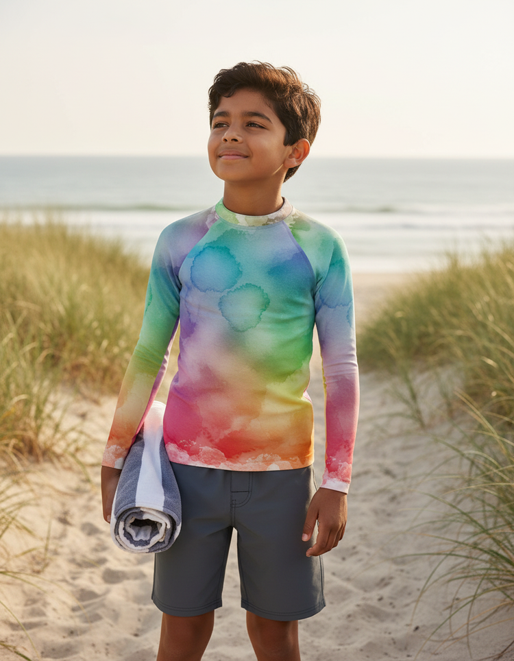 Kids Watercolor Rash Guard