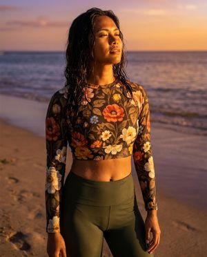 Women's Coffee Bean Elysium women's crop-top rashguards