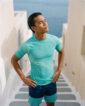 Men's Turquoise Pixelate men's rashguards