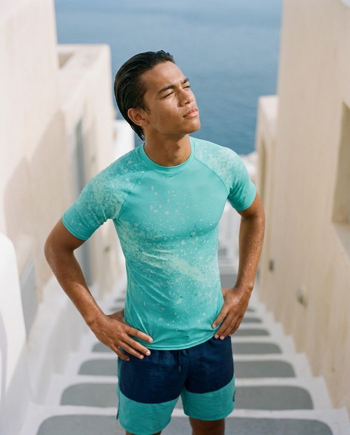 Rashguard — Men's Turquoise Pixelate