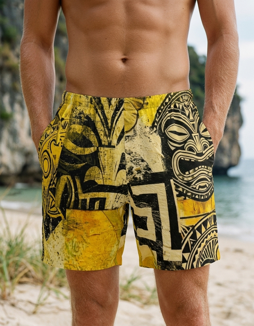 Lemon Yellow Kanaloa men's swim trunks