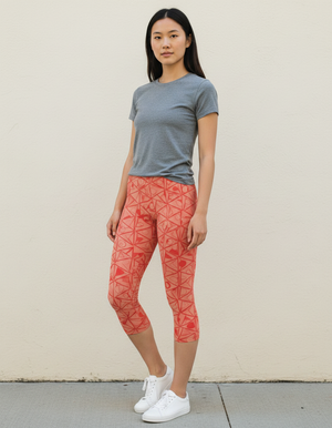 Coral Tsubaki capri leggings