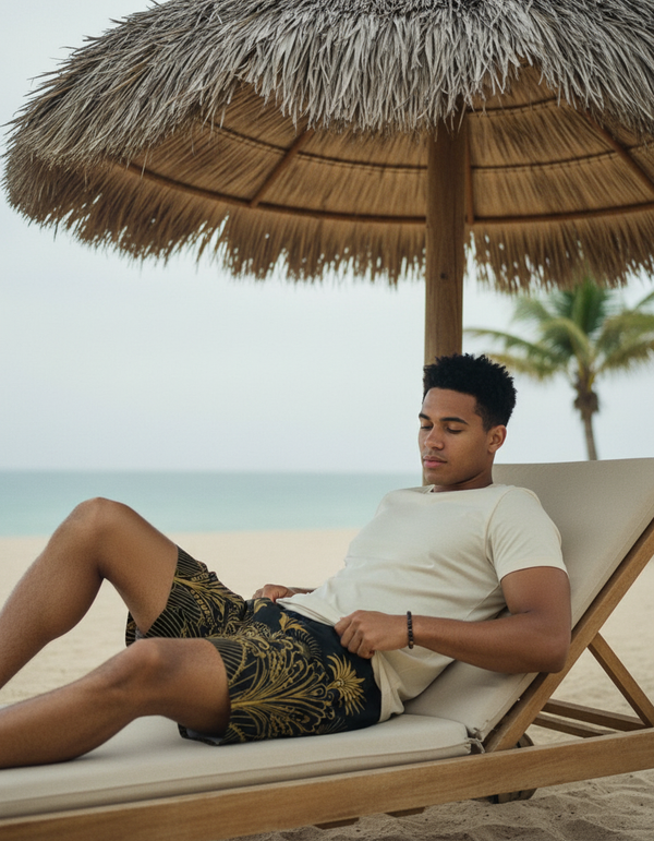 Gilded Deco men's swim trunks