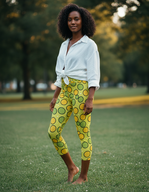Lime Mosaic Leggings Capri Yoga Leggings — Dripper