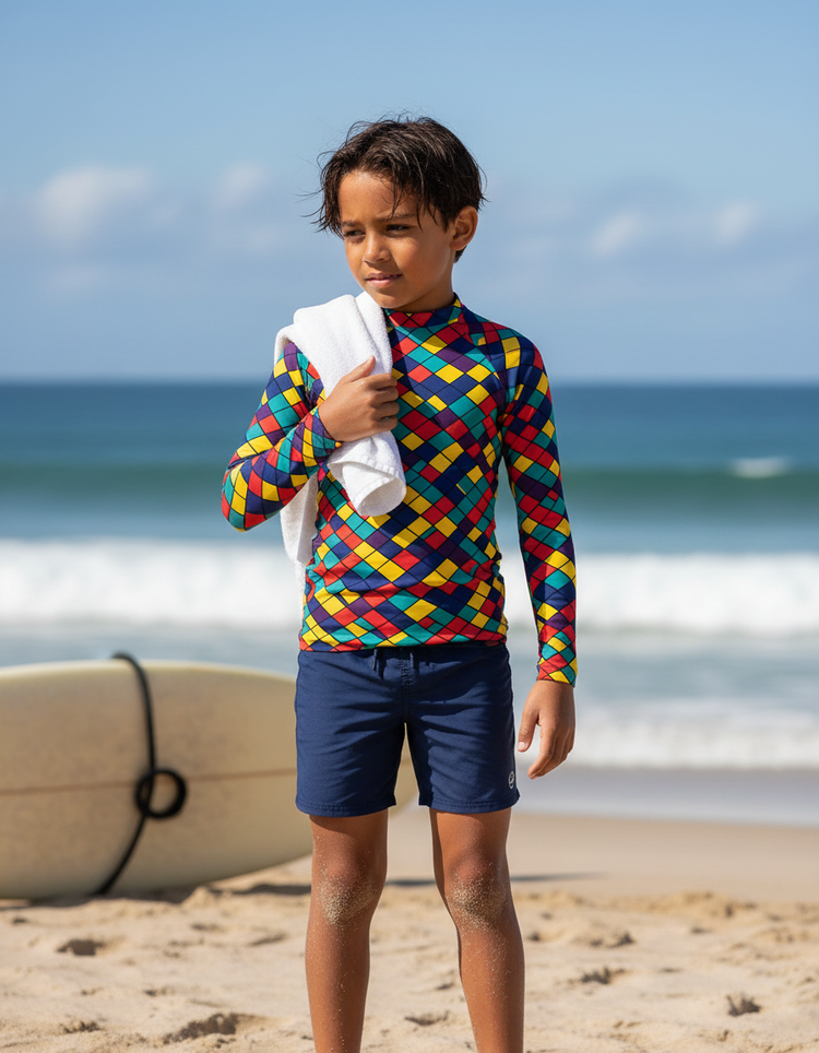 Kids Complex Color Patterns Rash Guard