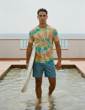Neon Aqua Nebula Rash Guard Men's Rashguard — Lolekai
