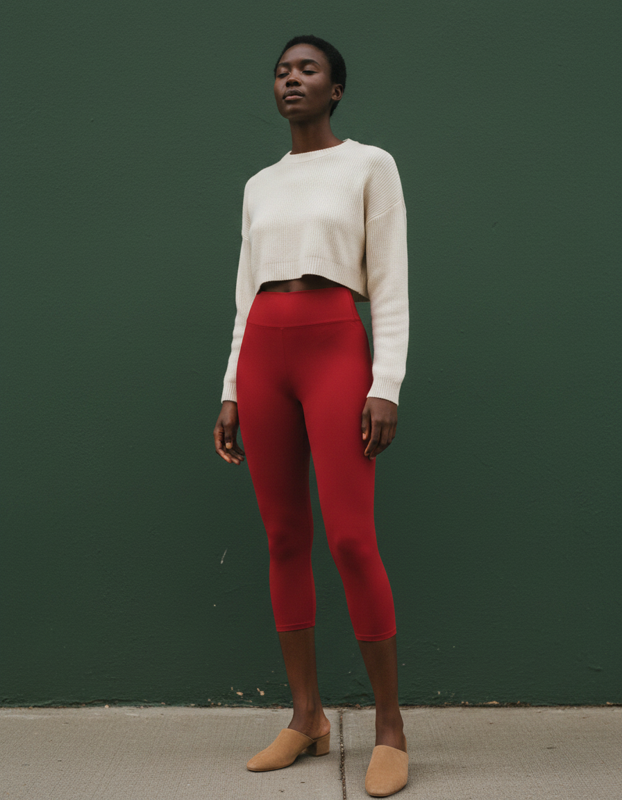 Capri-Yoga Leggings in Ruby