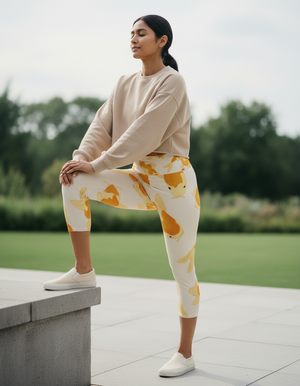 Yellow Eclipse Capri Yoga Leggings Capri Yoga Leggings — Dripper