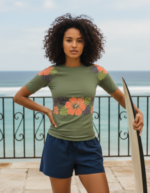 Women's Fern Bloom Pua women's short-sleeve rashguards