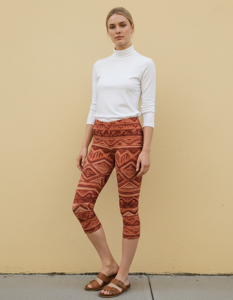 Women's Andean Textile Capri Leggings