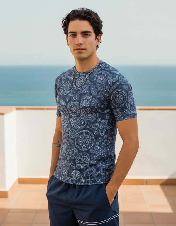Men's Black and White Patterns Rash Guard