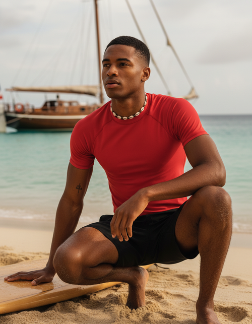 Fiery Red Rash Guard Men's Rashguard — Lolekai