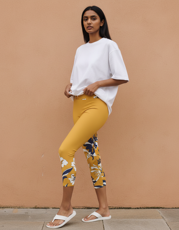 Silk Bloom capri yoga leggings