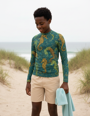 Transformative Teal Triton Rash Guard Youth Rash Guard — Dripper
